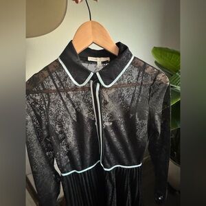 Maje Black Lace dress with light blue Accents